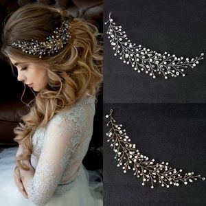 Wedding bridal faux‎ pearl vine hair band